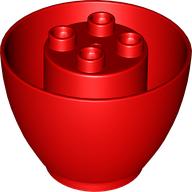 Lego Duplo Cone (Elliptic Paraboloid) 4 x 4 x 2 1/2, Inverted / Red