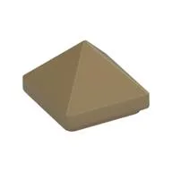 Brick Sloped 45° 1 x 1 x 2/3 Quadruple Convex [Pyramid] / Dark Tan
