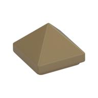 Lego Brick Sloped 45° 1 x 1 x 2/3 Quadruple Convex [Pyramid] / Dark Tan