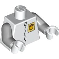 Lego Torso Spacesuit with Yellow Acorn Badge Print, Light Bluish Gray Arms, White Hands / White