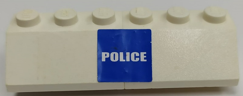 Lego Stickered Assembly 6 x 2 x 1 with 'POLICE' on Blue Background Pattern (Sticker) - Set 7245