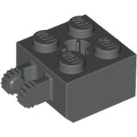 Lego Hinge Brick 2 x 2 Locking with 2 Fingers Vertical and Axle Hole, 9 Teeth / Dark Gray