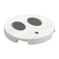 Tile Round 3 x 3 with Two Large Black Ovals and One Small Black Oval (Shy Guy Face) Print / White