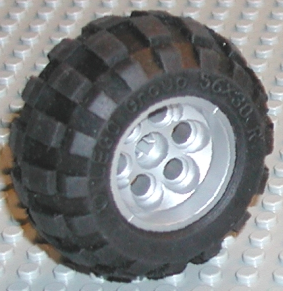 Lego Wheel 36.8mm D. x 26mm VR with Axle Hole with Black Tire 56 x 30 R Balloon (6595 / 32180)