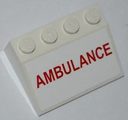 Slope 33 3 x 4 with Red 'AMBULANCE' Pattern (Sticker) - Set 4431