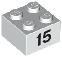 Brick 2 x 2 with Black "15" Print