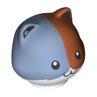 Lego Minifig Head Special, Cat with Dark Orange/Sand Blue Top print / White