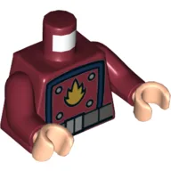 Torso, Jacket with Dark Blue Square, Belt, and Star-Lord Fire Logo Print, Dark Red Arms, Light Nougat Hands / Dark Red
