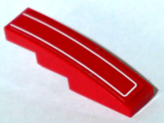 Lego Slope, Curved 4 x 1 with White Pinstripe Pattern (Sticker) - Set 8057