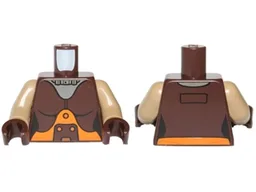 Torso Female Space Jumpsuit with Orange Belt and Silver Neck Plate Pattern (SW Hera Syndulla) / Dark Tan Arms / Dark Brown Hands