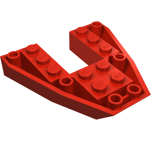 Lego Brick Wedged, Sloped Inverted 6 x 6 x 1 Boat Bow / Red