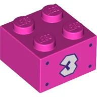 Brick 2 x 2 with '3' Print / Dark Pink