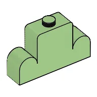 Brick Curved 1 x 4 x 2 Centre Stud Top / Medium Green