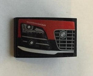Lego Slope, Curved 3 x 2 with 'quattro GmbH', Headlight and Front Bumper Pattern Model Right Side (Sticker) - Set 75873