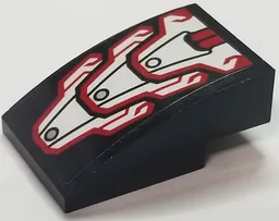 Slope, Curved 3 x 2 with Red, White and Silver Metal Scale Plates with Red Tubes Pattern (Sticker) - Set 70642