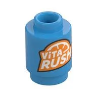 Brick Round 1 x 1 with 'VITA RUSH' Logo Print