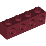 Lego Brick Special 1 x 4 with 4 Studs on One Side / Dark Red