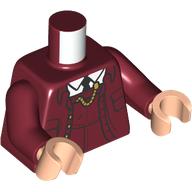 Lego Torso, Conductor, Jacket, Gold Watch Chain, White Shirt, Black Tie print, Dark Red Arms, Light Nougat Hands / Dark Red