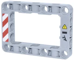 Technic, Liftarm, Modified Frame Thick 5 x 7 Open Center with Red and White Danger Stripes and Black Exclamation Mark in Yellow Danger Triangle Pattern Model Left Side (Stickers) - Set 42146