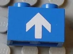 Brick 1 x 2 with White Up Arrow Pattern