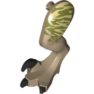 Lego Animal Body Part, Dinosaur, Raptor Leg, Left, with Pin, with Olive Green Stripes Print / Dark Tan
