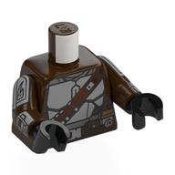 Lego Torso Armor with Reddish Brown Bandolier and Belt with Pouches Print, Dark Brown Arms with Armor Panels Print, Black Hands / Dark Brown