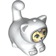 Lego Animal, Cat, Chubby with Space Suit, Dark Tan/Bright Light Yellow Face print / White