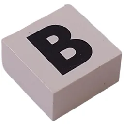 Modulex Tile 2 x 2 with Black 'B' Print, without Internal Supports