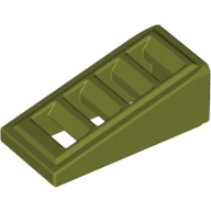 Lego Brick Sloped 18° 2 x 1 x 2/3 with 4 Slots / Grate / Olive Green