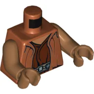 Torso Robe, Dark Tan Belt and Reddish Brown Undershirt Print (Ithorian Jedi), Medium Nougat Arms and Hands / Dark Orange
