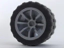 Wheel 18mm D. x 14mm Spoked with Black Tire 24 x 14 Shallow Tread (51377 / 30648) / Metallic Silver