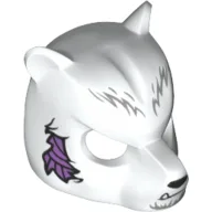 Mask Bear with Black Nose, Fang, Gray Fur and Purple Sinew Patch Print / White