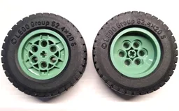 Wheel 43.2mm D. x 18mm - Flush Axle Stem with Black Tire 62.4 x 20 S (86652 / 32019) / Sand Green