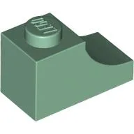 Brick Curved 2 x 1 with Inverted Cutout / Sand Green