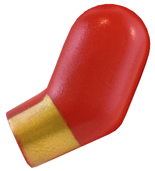 Lego Arm, Left with Gold Cuff / Stripe Pattern / Red