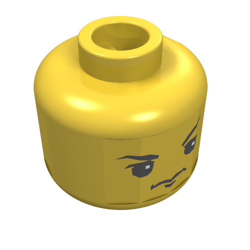 Lego Minifig Head Harry Potter / Gregory Goyle, Dual Sided, Glasses and Lightning Bolt Scar / Stern Expression Print [Blocked Open Stud] / Yellow