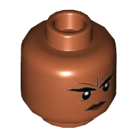Lego Minifig Head Brick, Dual Sided, Eyebrows, Unhappy / Angry Print [Hollow Stud] / Dark Orange