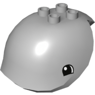 Lego Duplo Animal Whale Head with Crescent Eyes Print / Light Bluish Gray