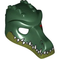 Mask Crocodile with Teeth and Red Scar Print / Dark Green