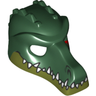 Lego Mask Crocodile with Teeth and Red Scar Print / Dark Green