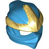 Wrap with Forehead Ridge with Gold 3 Point Emblem, Bow in Back Pattern / Dark Azure