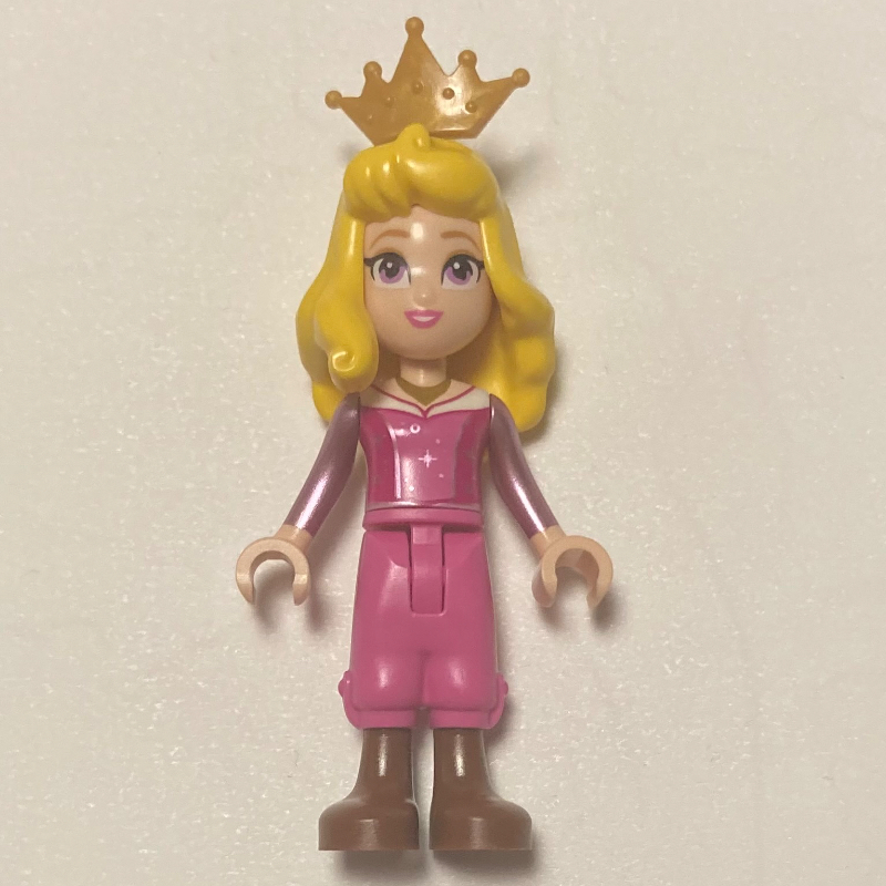 Lego Aurora - Dark Pink Trousers, Big Eyes, Yellow Hair, Pearl Gold Crown