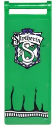 Flag 7 x 3 with Bar Handle with 'Slytherin' and Snake in Shield Pattern (Sticker) - Set 4842