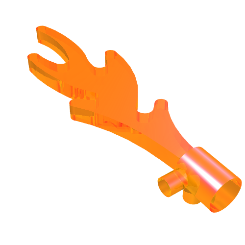 Lego Wave / Flame Rounded with Base Pegs / Trans-Orange