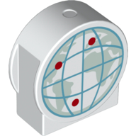 Lego Duplo Brick 1 x 3 x 2 Round Top, Cut Away Sides with Globe with Red Dots Print / White
