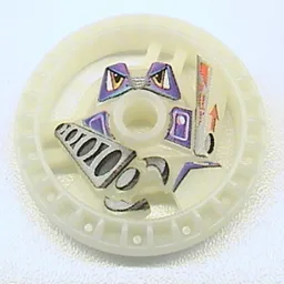 Technic Disc 5 x 5 Notched, Grab with Robot Print / Glow In Dark Opaque