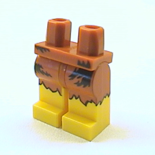 Lego Hips and Yellow Legs with Dark Orange Animal Skin Loincloth with Black Markings Caveman Print / Dark Orange