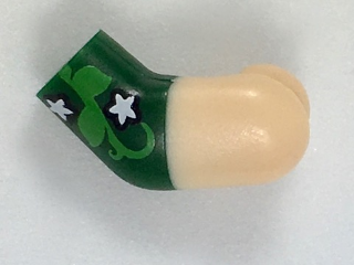 Lego Arm, Left with Molded Light Nougat Short Sleeve and Printed White Flowers Pattern / Dark Green