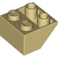 Brick Sloped Inverted 45° 2 x 2 [Ovoid Bottom Pin, Bar-sized Stud Holes] / Tan