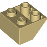 Lego Brick Sloped Inverted 45° 2 x 2 [Ovoid Bottom Pin, Bar-sized Stud Holes] / Tan